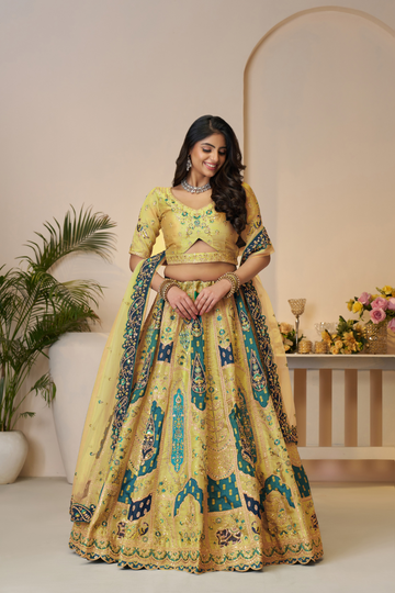 Rajsi Haathi Collection: Yellow Banarsi Bridal Lehenga