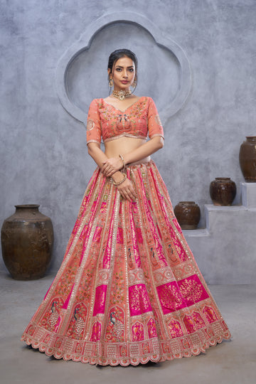 The Bagh Collection: Plush Pink Lehenga with Thread and Sequin Embellishments