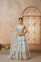 Sky Blue Sequins Chinon Reception Lehenga Choli