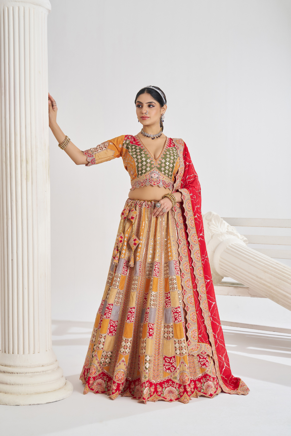 Mustard Party Wear Lehenga with Zari & Sequins Work