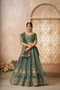 Regal Green Tissue Base Bridal Lehenga with Banarasi Patches and Zari Work