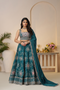 Blue Bridesmaid Lehenga with Sequin Shine and Floral Embellishments