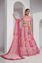 Elegant Rose Pink Silk Lehenga Choli with Peacock & Paisley Motifs