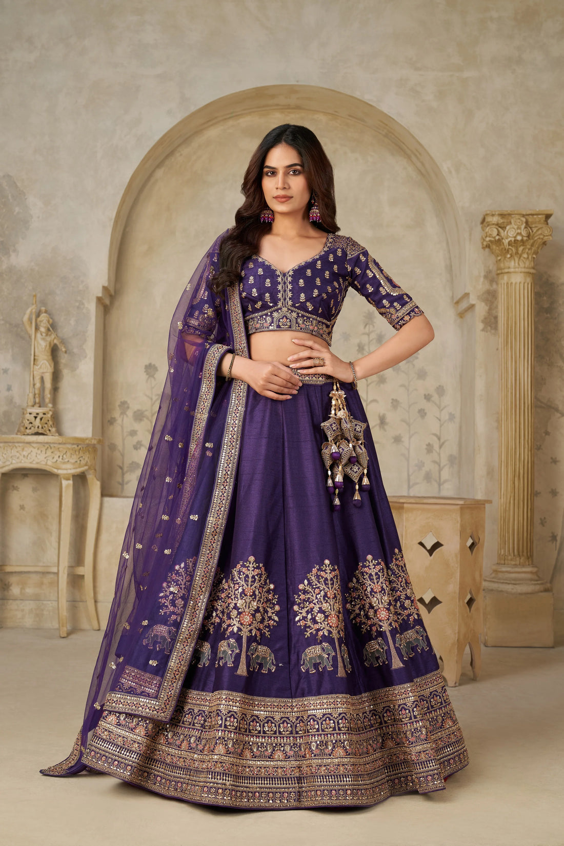 Purple Heritage Luxe Lehenga - Kesar Fab