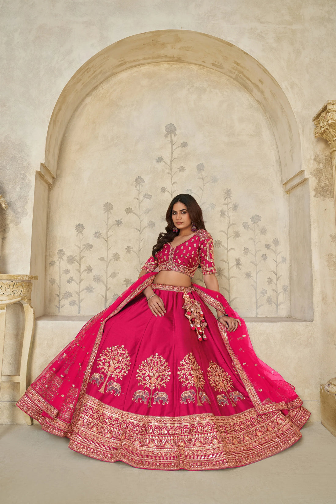 Pink Heritage Luxe Lehenga - Kesar Fab