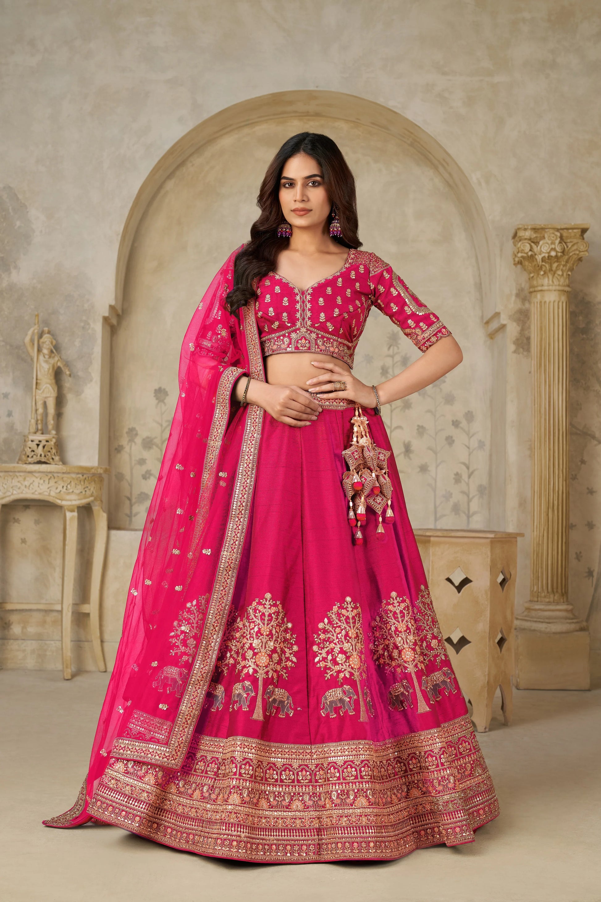 Pink Heritage Luxe Lehenga - Kesar Fab