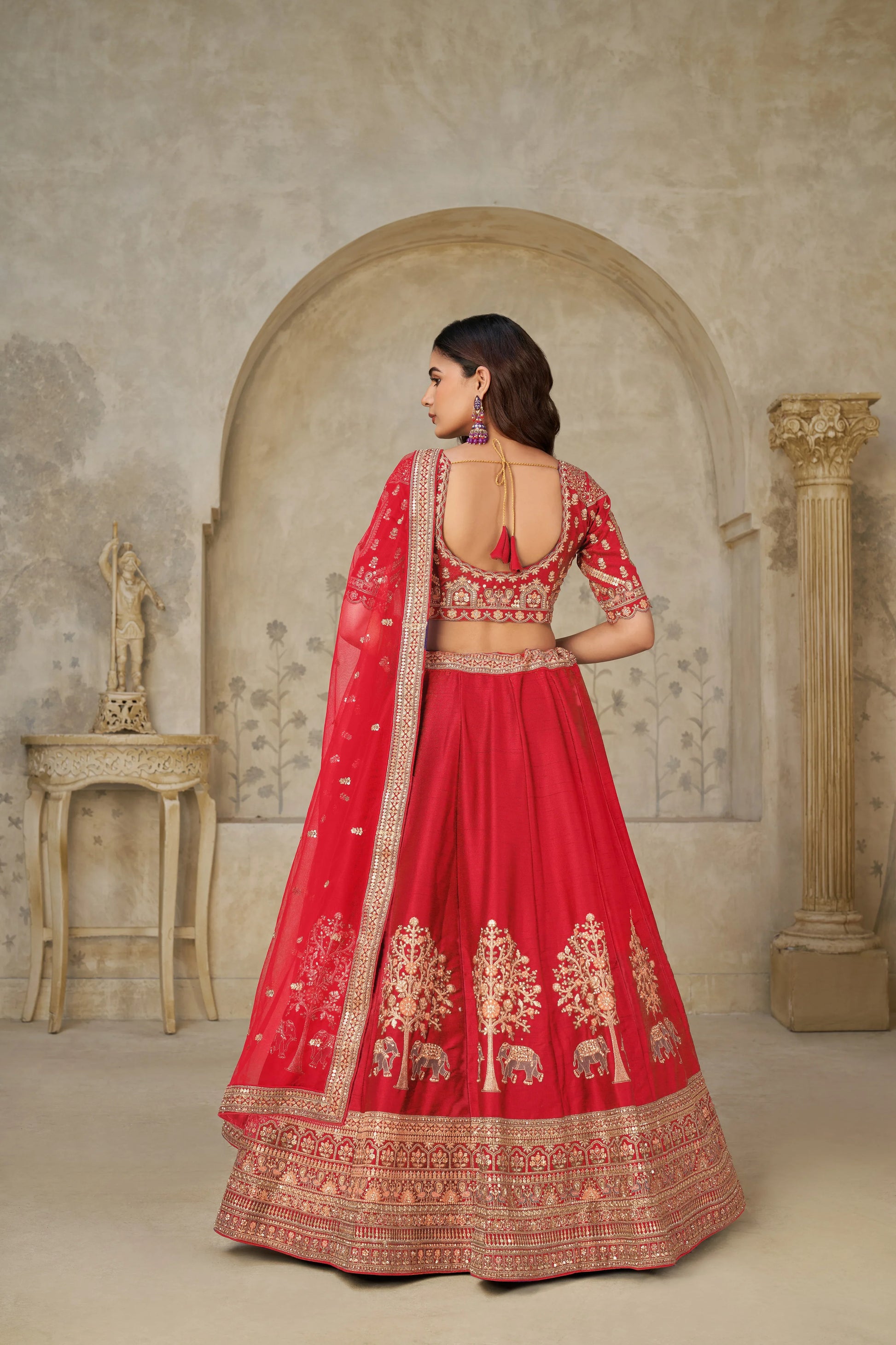 Red Heritage Luxe Lehenga - Kesar Fab