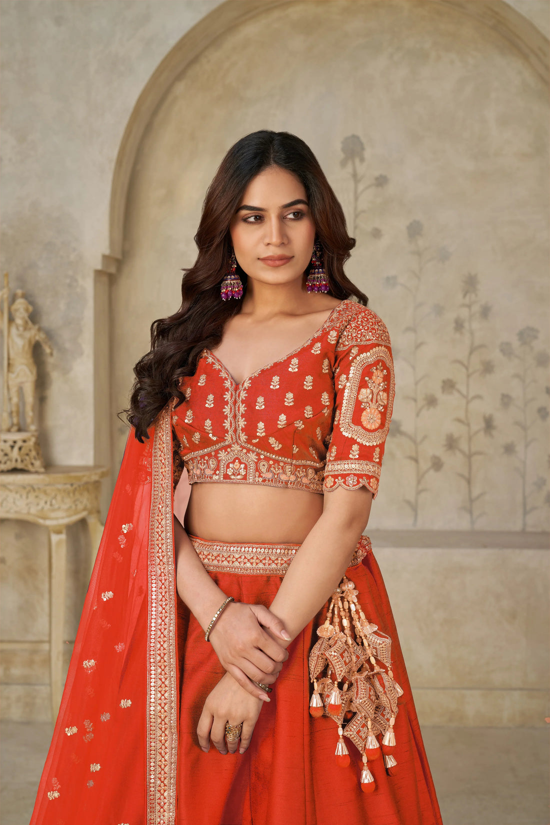 Rust Heritage Luxe Lehenga - Kesar Fab