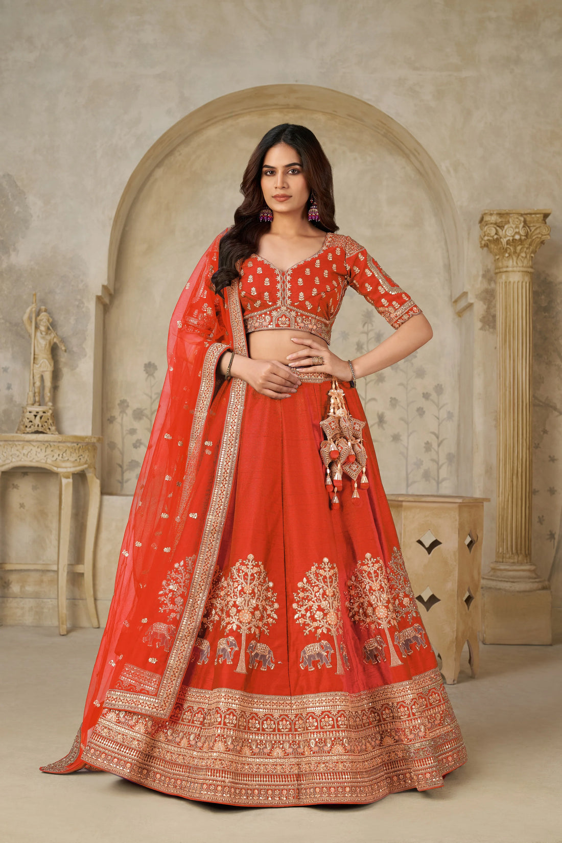 Rust Heritage Luxe Lehenga - Kesar Fab