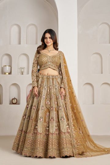 Royal Antique Gold Bridal Lehenga Choli