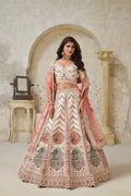 Premium Cream Embroidered Lehenga - Kesar Fab