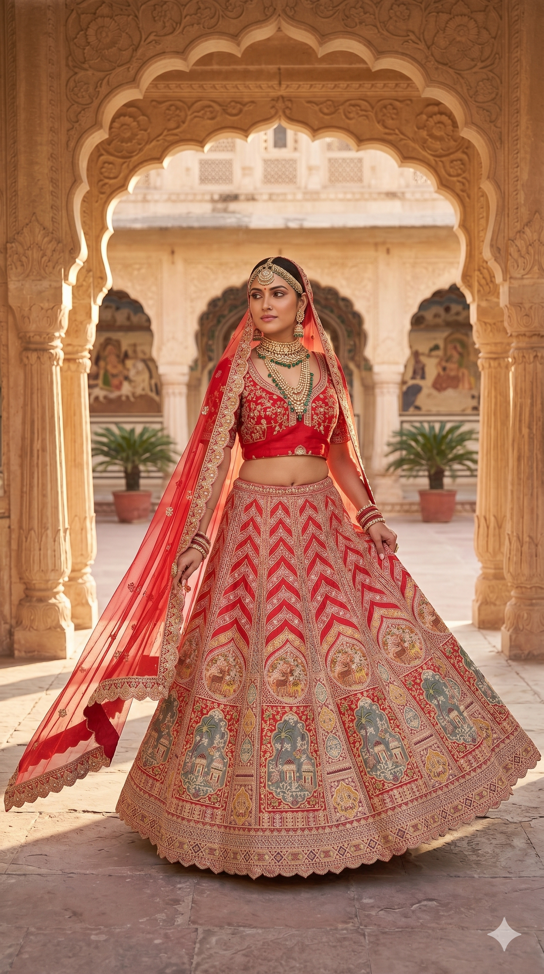 Premium Red Embroidered Lehenga