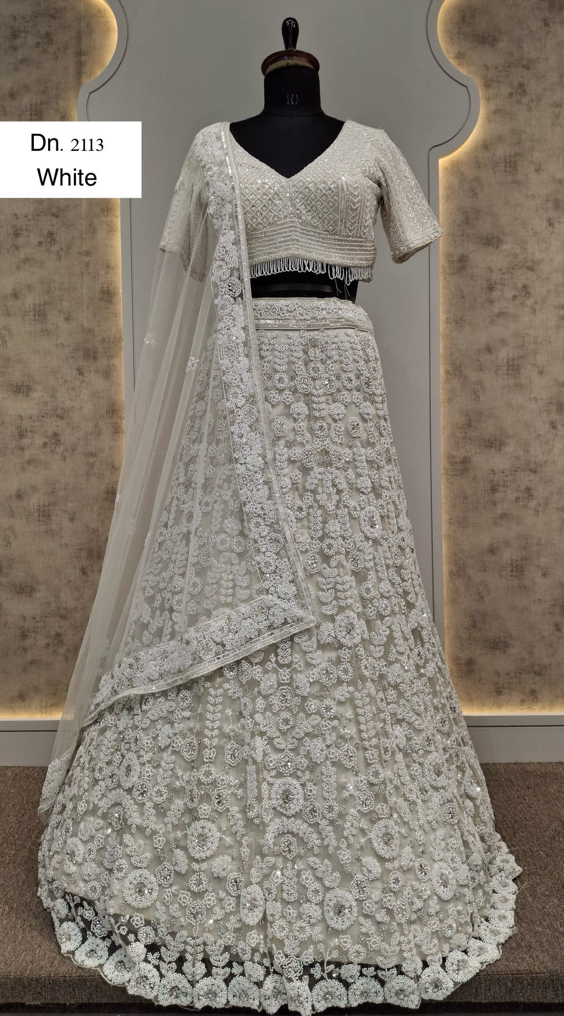 Red Beads Net Lehenga for Elegant Festive Wear