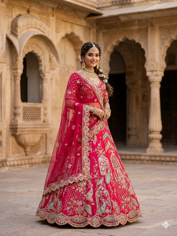 Royal Rani Raw Silk Wedding Lehenga with Premium Work Detailing