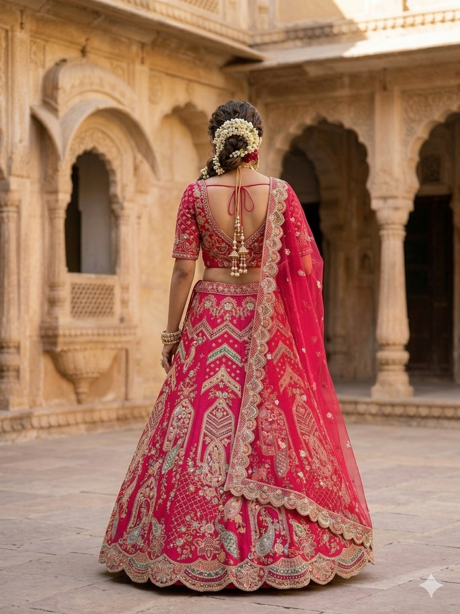 Royal Rani Raw Silk Wedding Lehenga with Premium Work Detailing