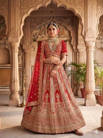 Red Raw Silk Lehenga Made for Grand Moments