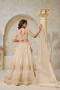 Cream Banarasi Silk Embroidered Lehenga - Kesar Fab