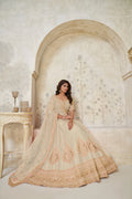 Cream Banarasi Silk Embroidered Lehenga - Kesar Fab