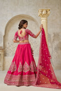 Pink Banarasi Silk Embroidered Lehenga - Kesar Fab