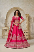 Pink Banarasi Silk Embroidered Lehenga - Kesar Fab