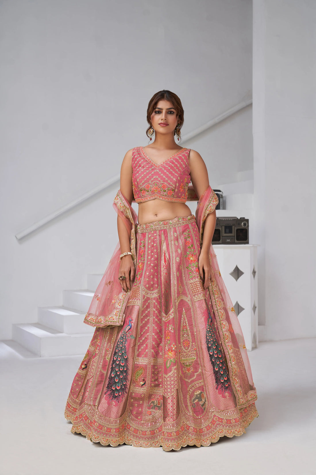 Classic Bridal Lehenga – Pink - Kesar Fab
