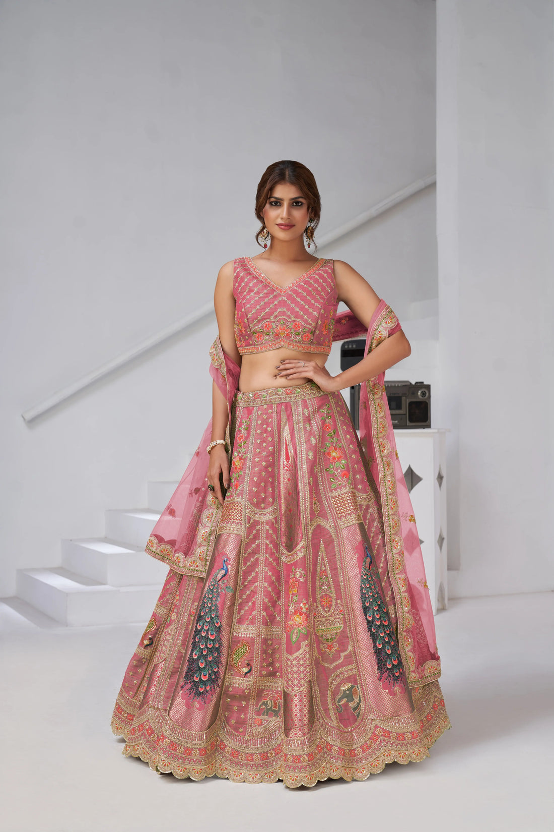 Classic Bridal Lehenga – Pink - Kesar Fab