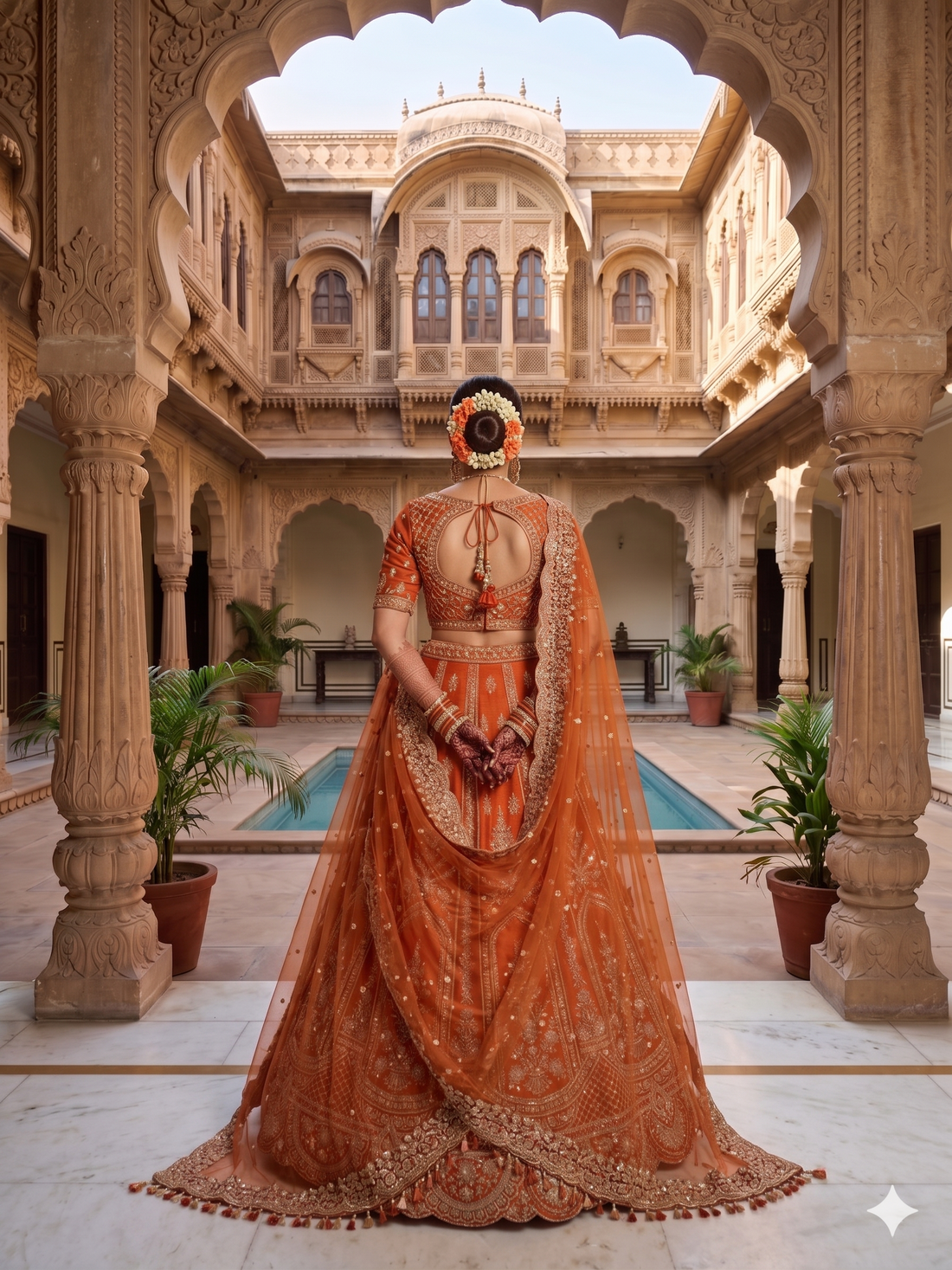 Royal Rust Raw Silk Wedding Lehenga with Heavy Work