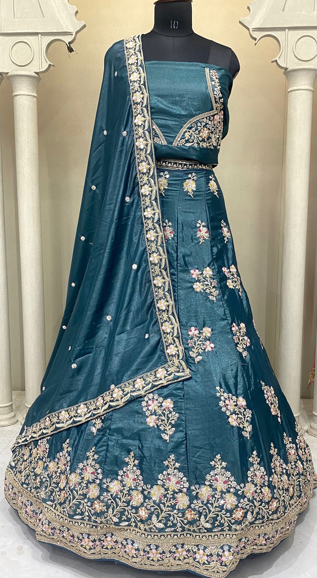 Wine Festive Lehenga Crafted in Premium Tissue Silk