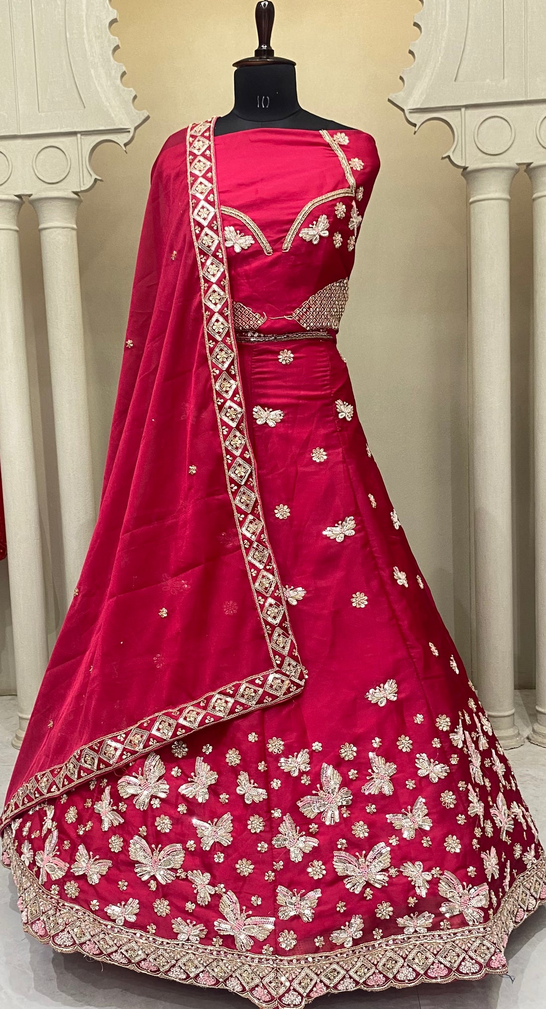 Mehendi Festive Lehenga in Premium Tissue Silk