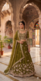 Mehendi Festive Lehenga in Premium Tissue Silk