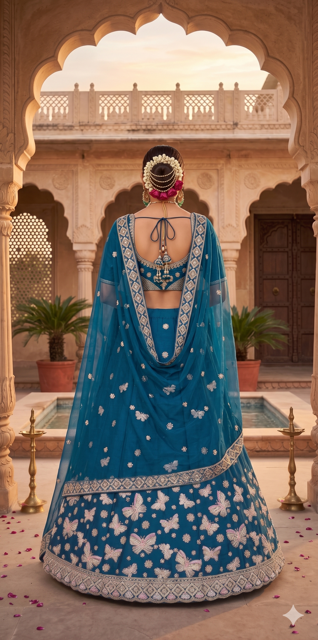 Classic Blue Tissue Silk Lehenga for Festive & Evening Styling