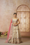 White Zari Silk Semi-Stitched Lehenga Choli with Sequin & Thread Embroidery