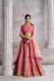 Pink Aari Embroidered Banarasi Wedding Lehenga