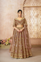 Mocha/Coffee Color Aari Embroidered Banarasi Lehenga for Brides