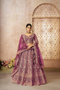 Royal Grandeur Purple Soft Net Bridal Lehenga with Paisley & Peacock Motifs