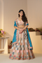 Powder Blue Jaal Print Lehenga with Sequin & Aari Work