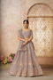 Onion Brocade Bridal Lehenga with Banarasi Patches and Zari Panel Work