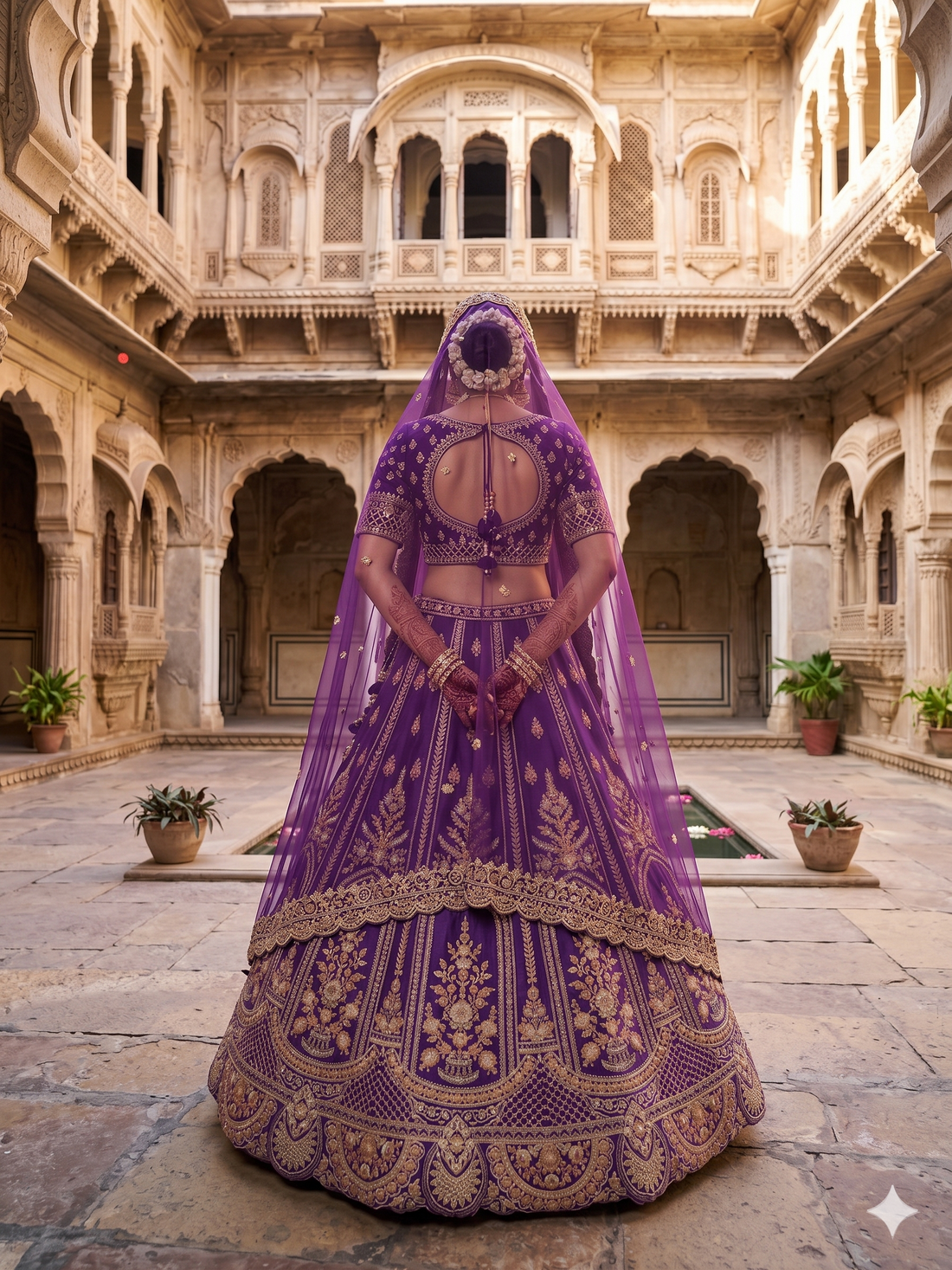 Purple Bridal Lehenga in Raw Silk with Premium Work Detailing