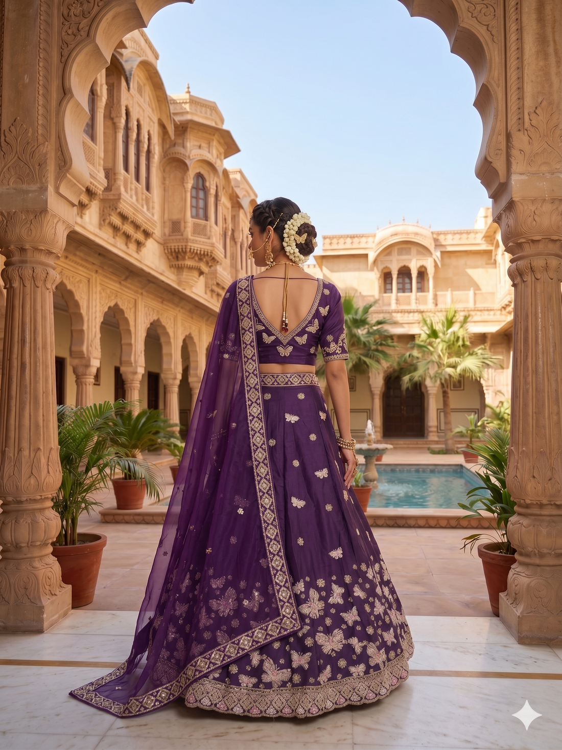 Festive Purple Lehenga with a Rich Tissue Silk Glow