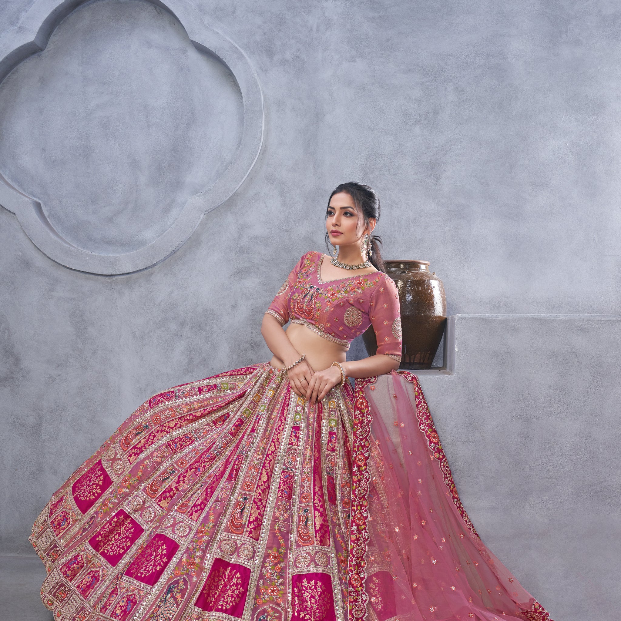 Purple Bridal Silk Lehenga