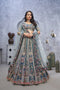 Grey Organza Silk Traditional Bridal Lehenga Choli with Paisley Embroidery & Soft Net Dupatta