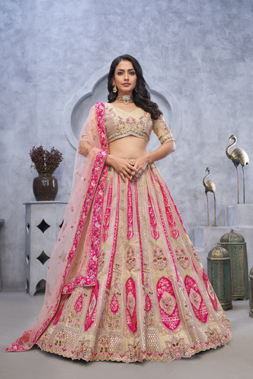 Banarasi silk Intricate Paisley Motifs Traditional Embroidered Wedding Lehenga Choli