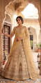 High-Fashion Gold Zari Silk Lehenga Designed with Signature Leather Details