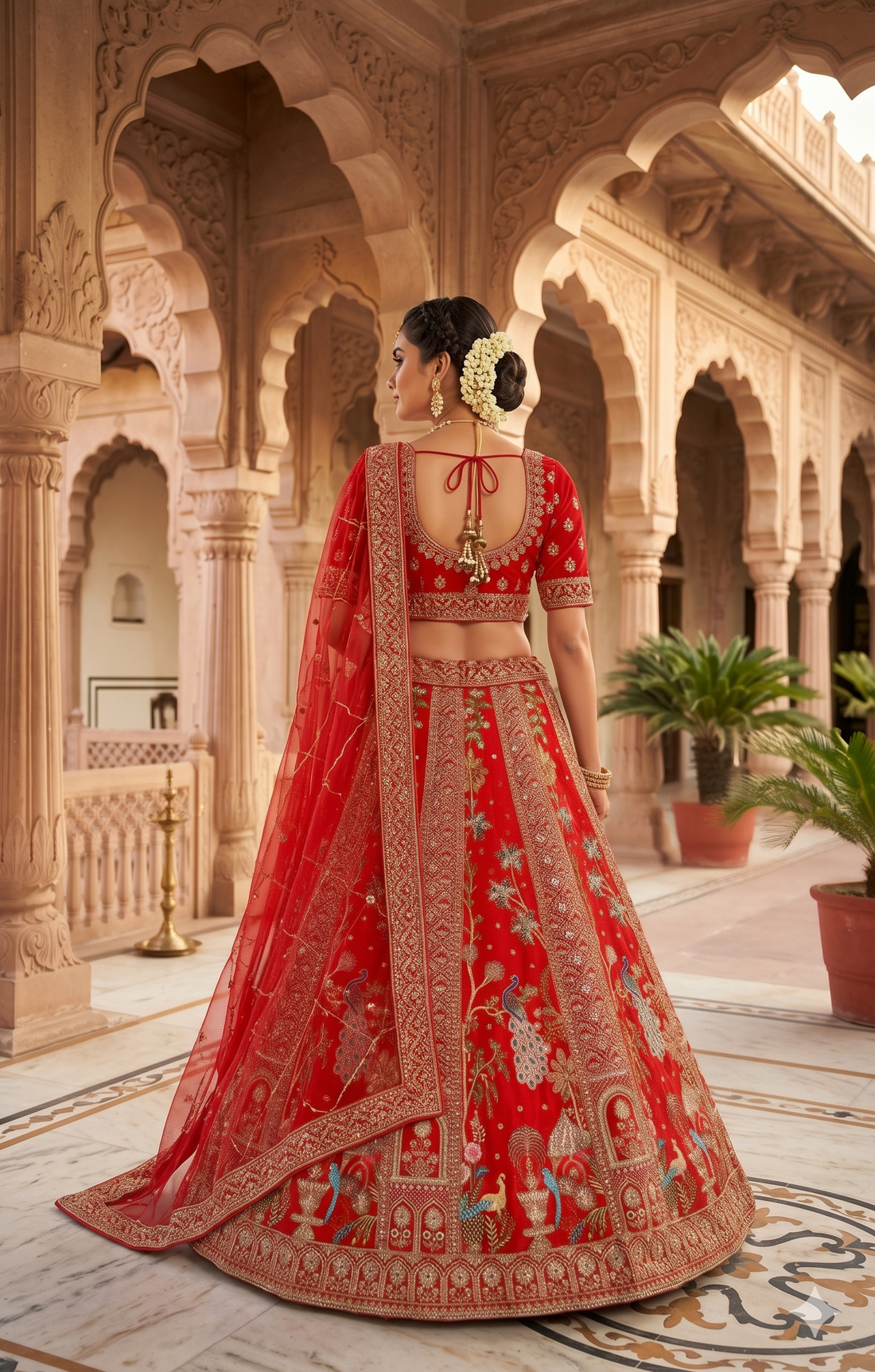 Classic Red Bridal Lehenga Crafted in Raw Silk with Rich Beads Work