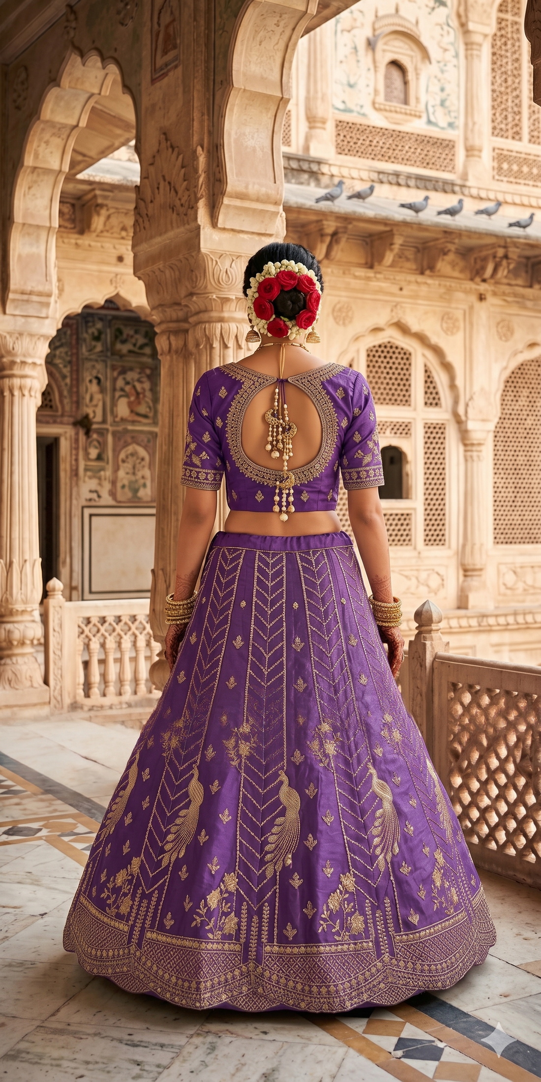 Soft Purple Organza tissue Lehenga with Beads & Sequins Work